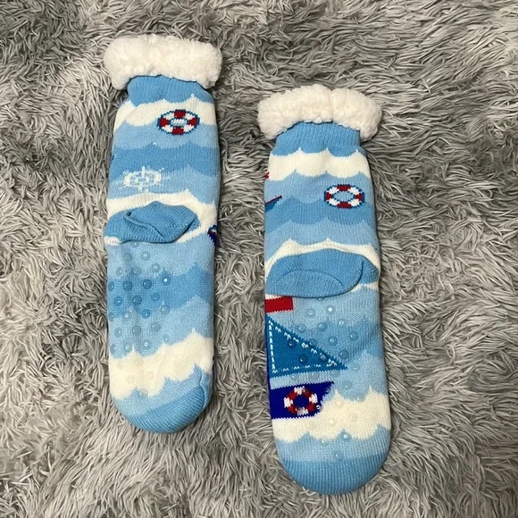 Warm Soft Fluffy Socks-Winter-Unisex- Boats, Anchor and Compass Design - Picture 4 of 4